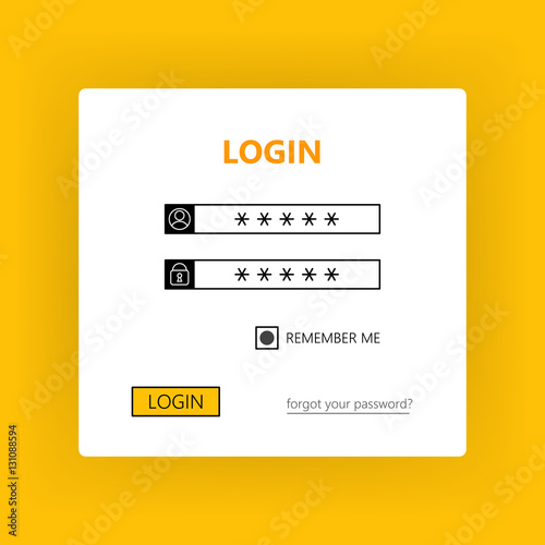 User login form - username password and login. Vector user interface light theme