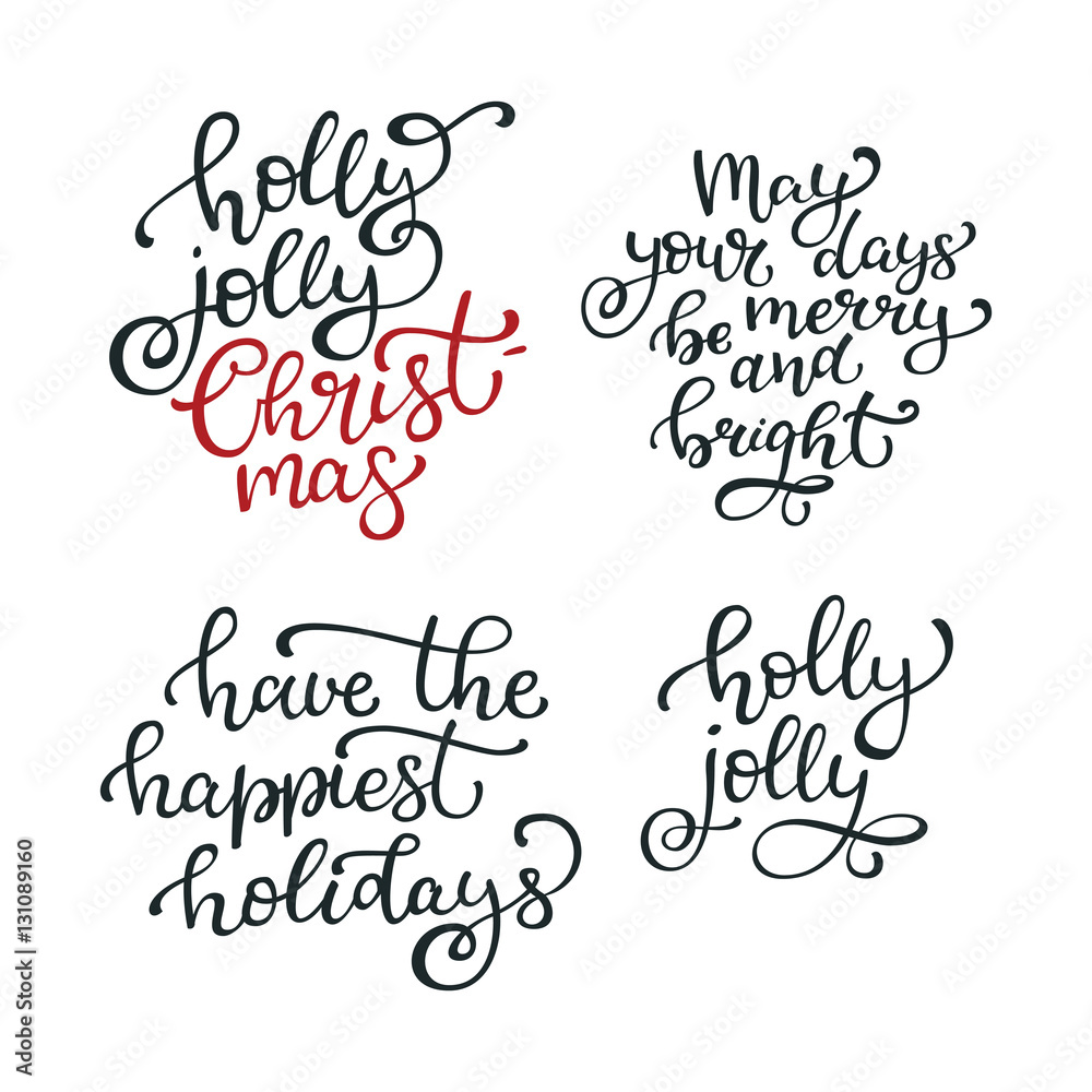 Set of Christmas hand drawn vector quotes
