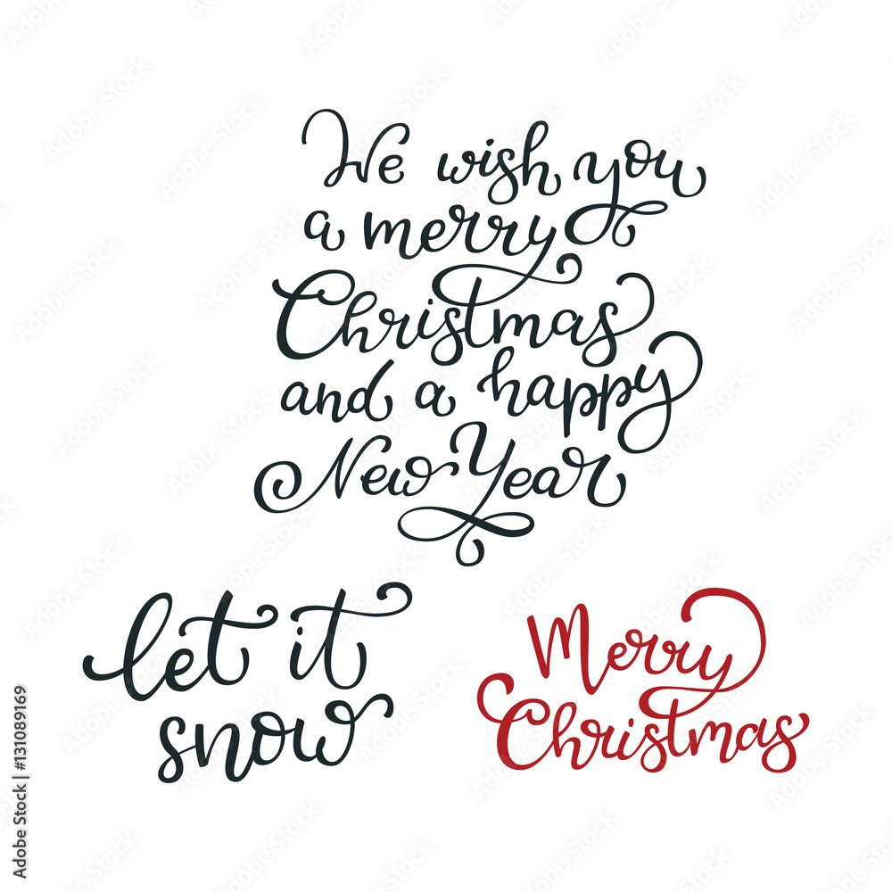 Set of hand drawn Christmas vector quotes