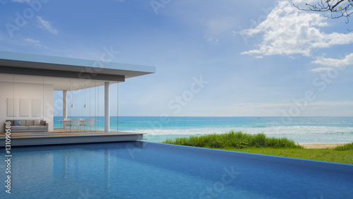 Luxury beach house with sea view in modern design - 3d rendering