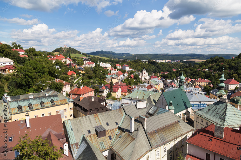 Banska Stiavnica, Slovakia . Panorama of the city