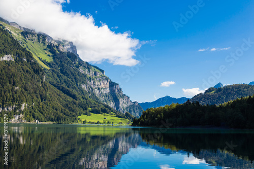Fototapeta Naklejka Na Ścianę i Meble -  Mountain lake Klontalersee. Glarus Canton.  Switzerland.