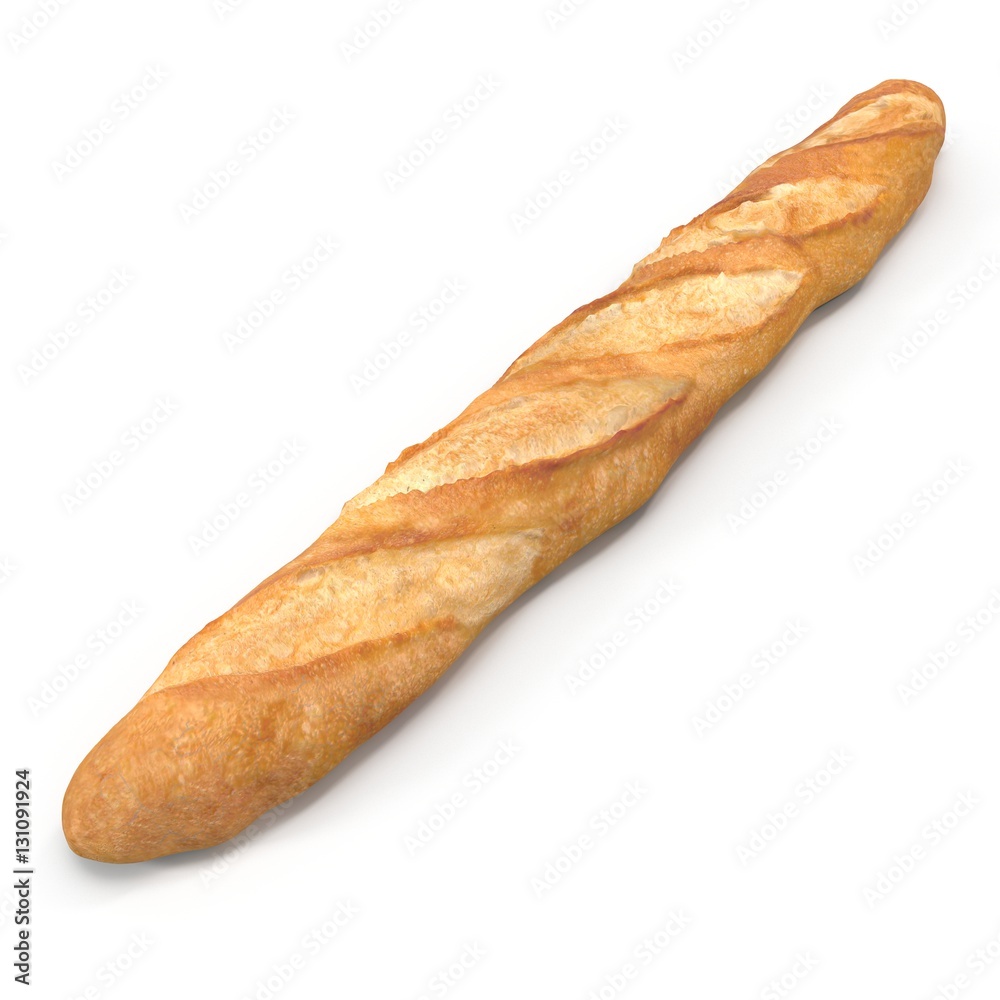 Fresh bread isolated on a white. 3D illustration