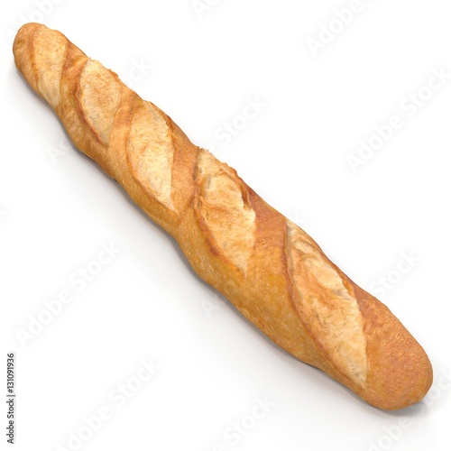 French baguette. Isolated on white. 3D illustration