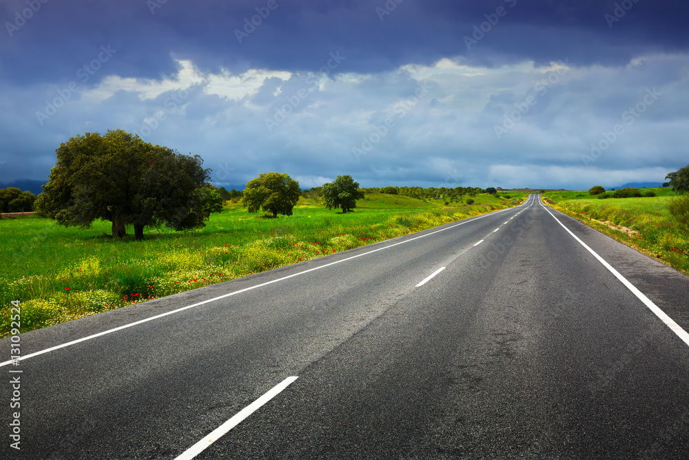 landscpae with road and heavy clouds