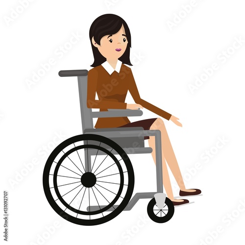 Handicapped woman in wheelchair.