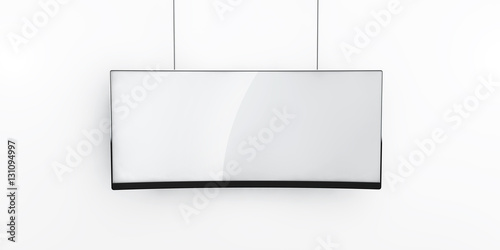 3d Illustration of TV with black frame mockup on white wall