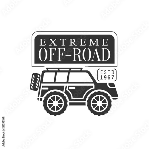 Off-Roader Extreme Club And Rental Black And White Promo Label Design Template