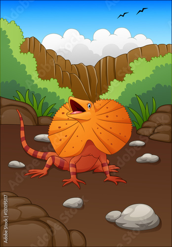 Cartoon frilled neck lizard 