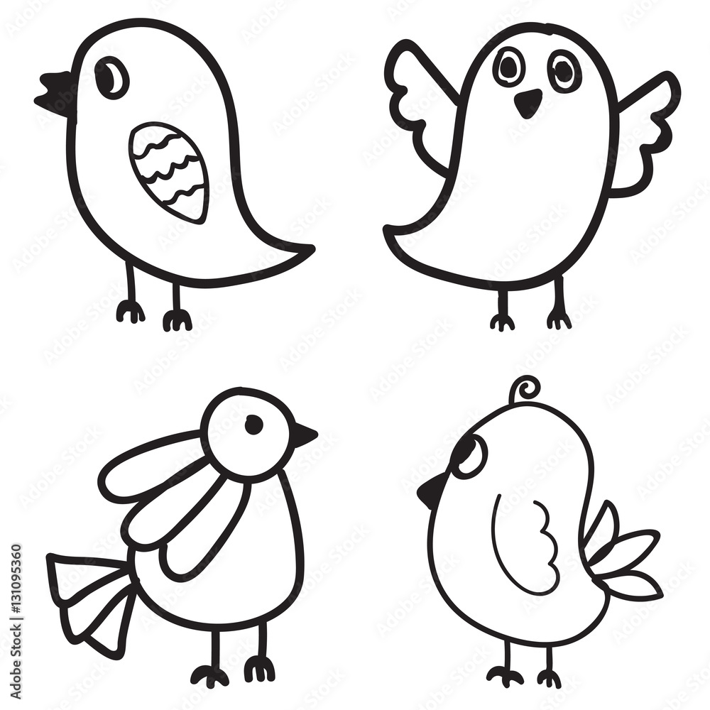 Set of Bird hand drawn. vector illustration design. Set of Bird hand drawn. vector illustration design.