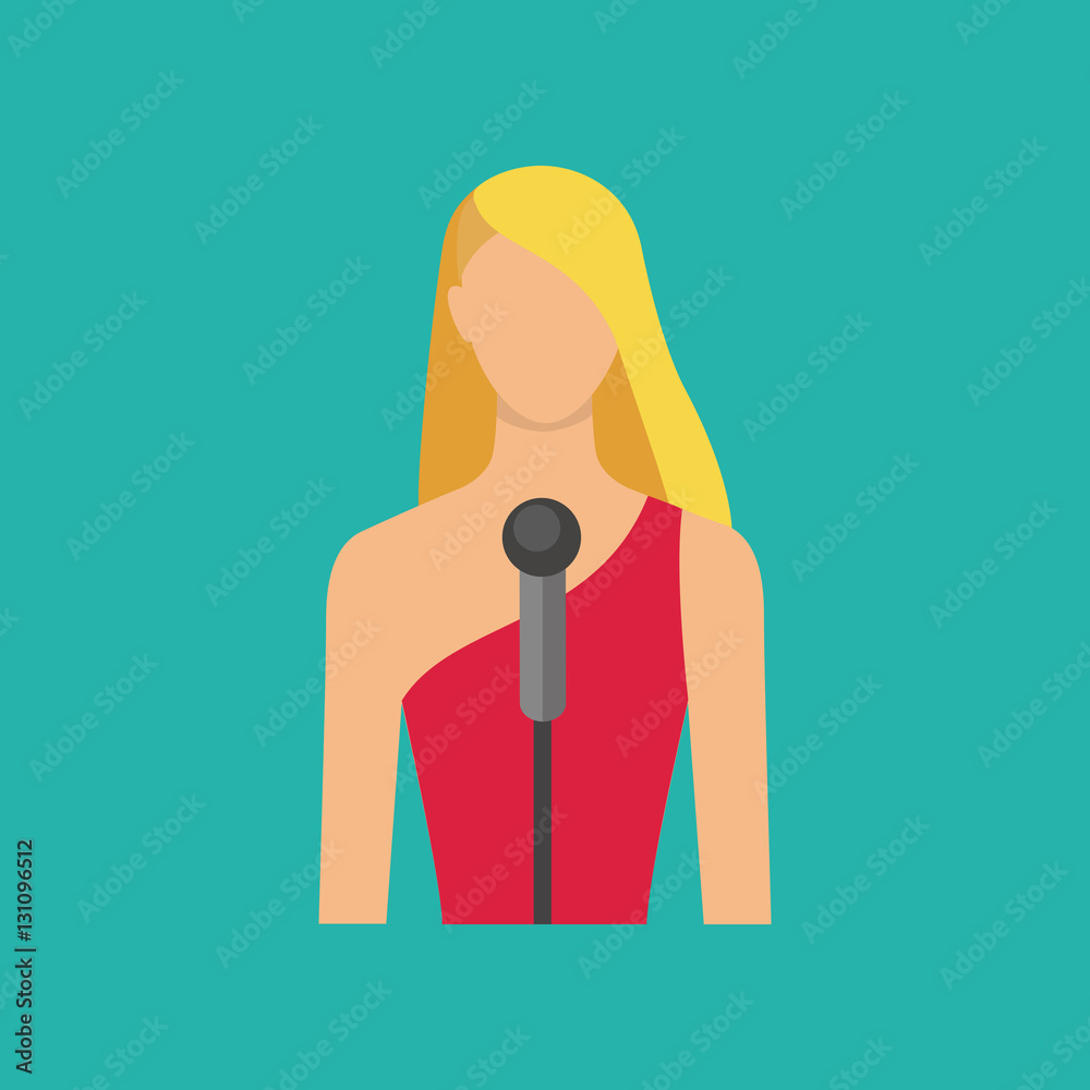 Female musician with microphon. Singing girl avatar. Vector illu Stock ...