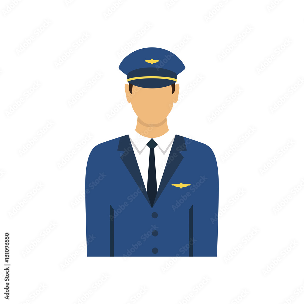 Pilot icon flat design style, isolated on background. Pilot icon flat design style, isolated on background.