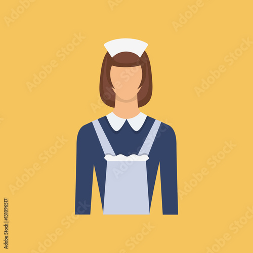 Cleaning household service maid icon. Vector flat illustration i