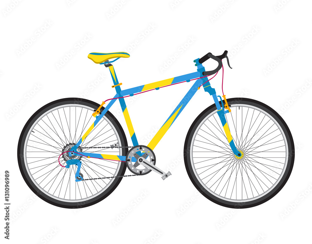 Detailed sport bicycle in trendy flat style. Environmentally urban vehicle