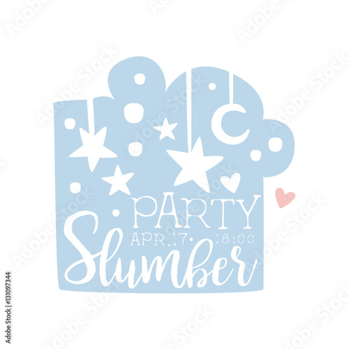 Girly Pajama Party Invitation Card Template With Night Sky Inviting Kids For The Slumber Pyjama Overnight Sleepover