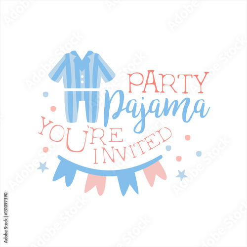 Girly Pajama Party Invitation Card Template With Paper Garland Inviting Kids For The Slumber Pyjama Overnight Sleepover