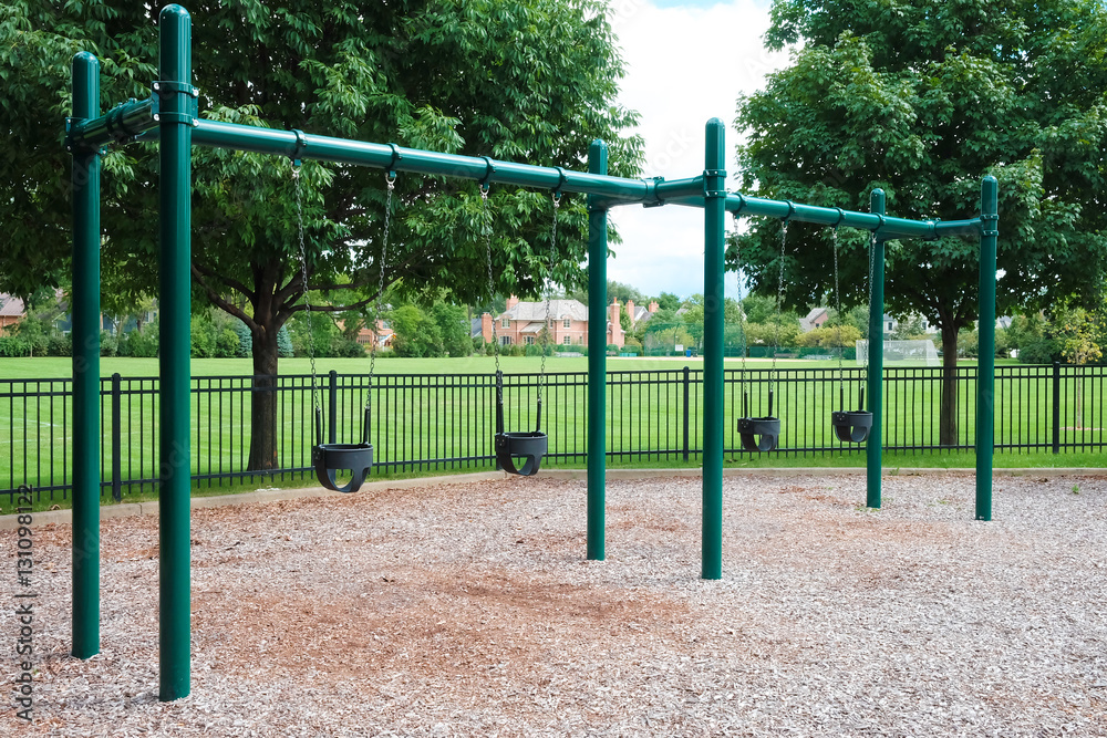 Playground equipment isolated : Swings Playground equipment isolated : Swings