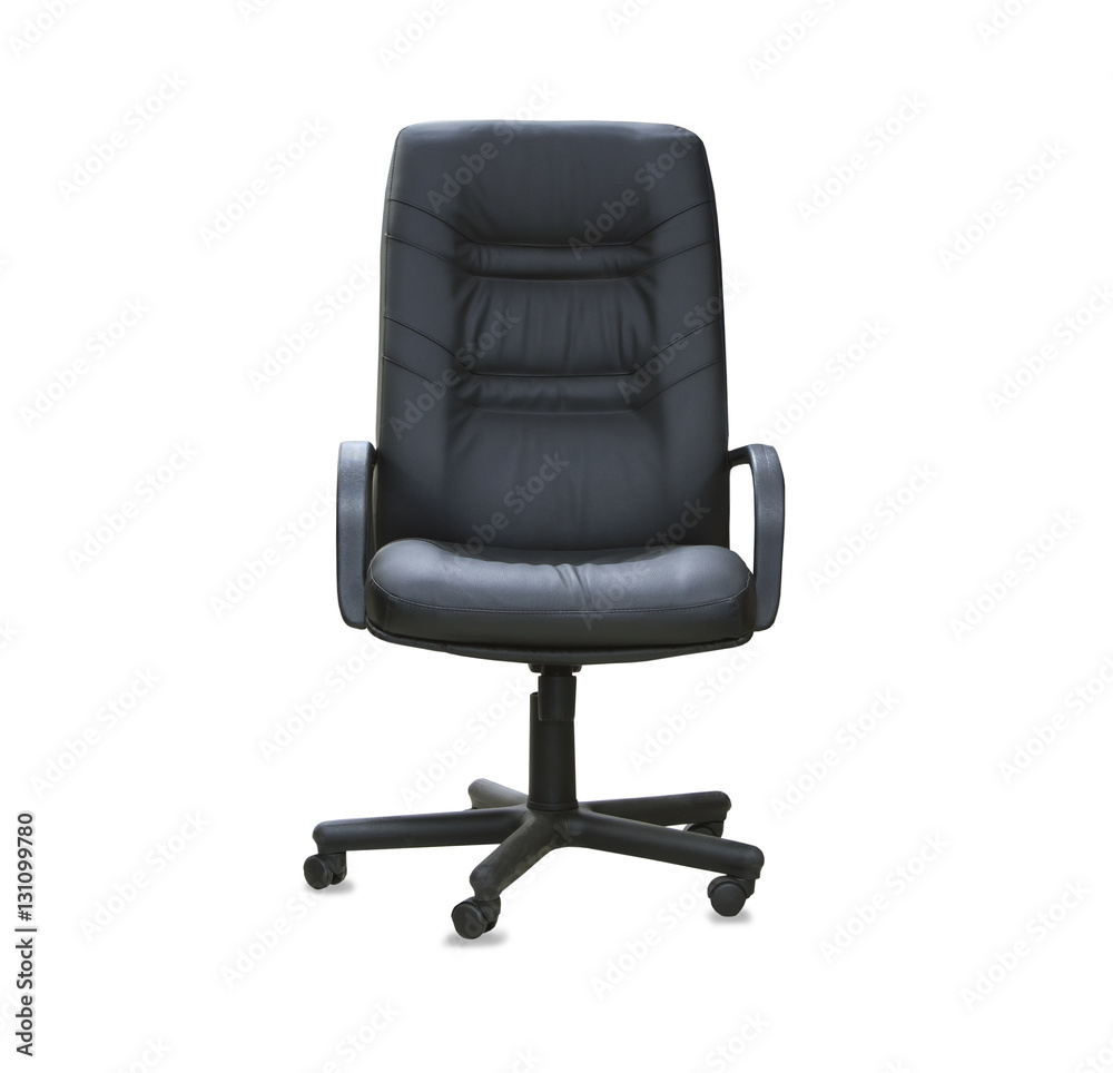 The office chair from black leather. Isolated The office chair from black leather. Isolated