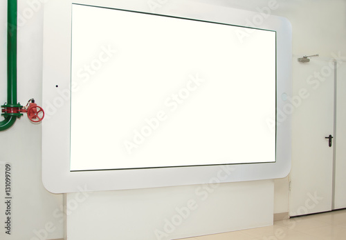 The large touchpad on the wall for display advertising