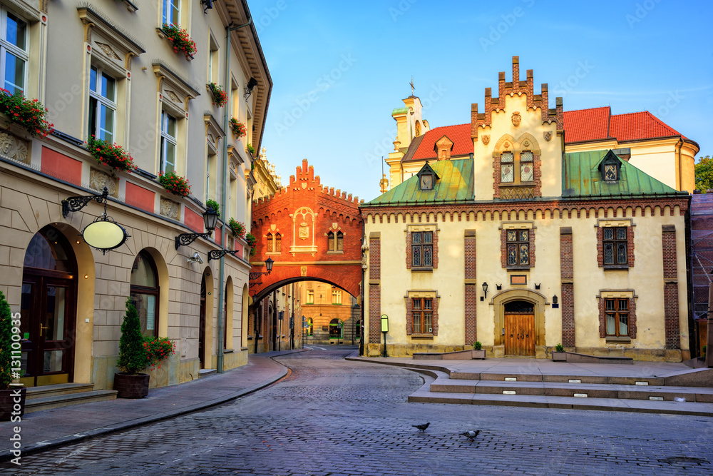 Obraz premium Little street in the old town of Krakow, Poland