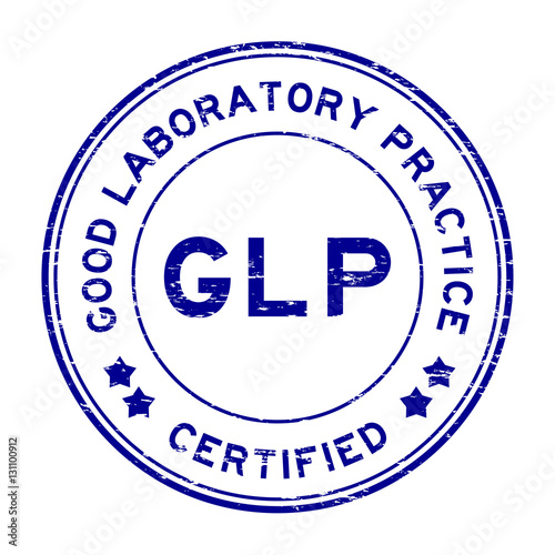 Grunge blue GLP (Good Laboratory Practice) certified round rubbe