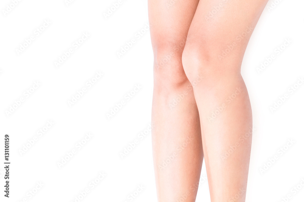 Woman legs with white background for beauty skin care concept Woman legs with white background for beauty skin care concept