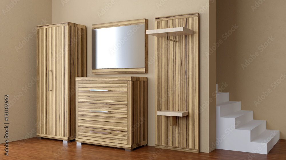 Modern interior of a small apartment. hallway. 3D rendering Modern interior of a small apartment. hallway. 3D rendering