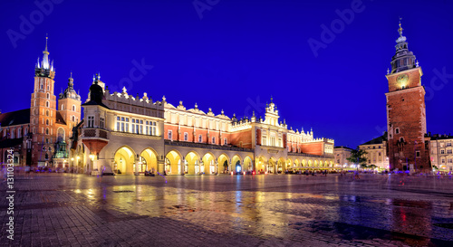 Panoramic view of Krakow Old Town Main Square, Poland