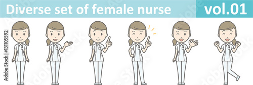 Diverse set of female nurse , EPS10 vector format vol.01