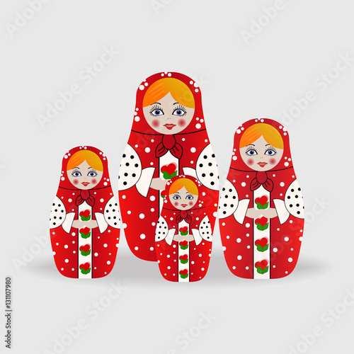 Russian dolls or matryoshka dolls. Vector illustration isolated on background.