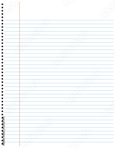 Notebook paper sheet ripped from a spiral binding.