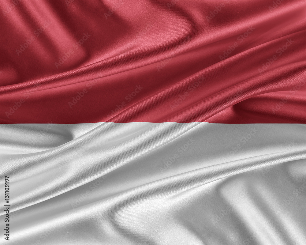 Indonesia flag with a glossy silk texture.