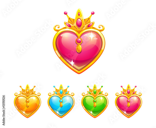 Beautiful precious decorative crystal hearts