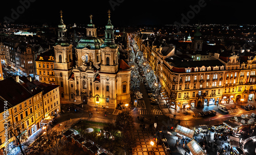 Christmas Prague and the cathedral St. Nicholas  - Czech Republic © larairimeeva