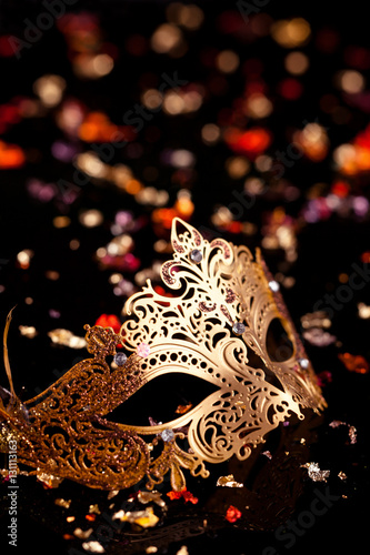 Gold carnival mask. © Vitalina Rybakova