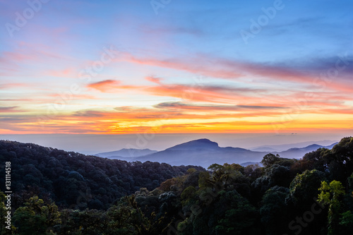 Inthanon Mountain view on sunrise at Chiang mai, Thailand