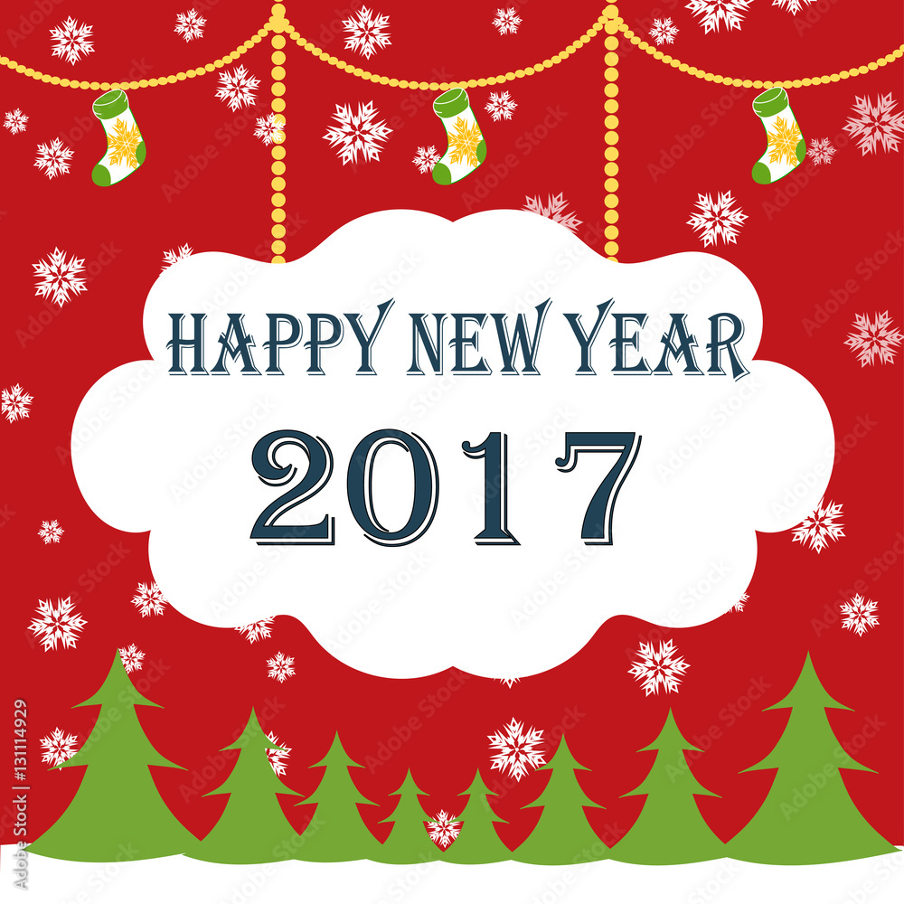 Naklejka premium Merry Christmas and Happy New Year 2017 background. Vector illustration.
