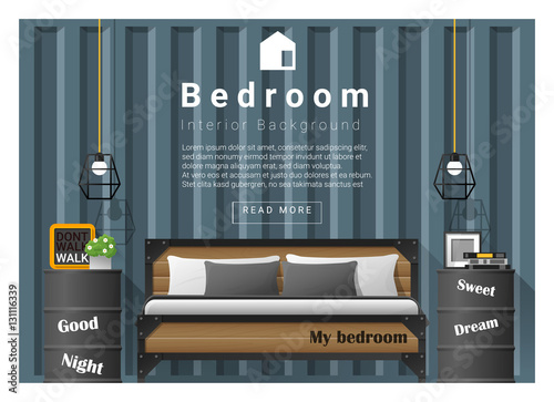 Modern bedroom background Interior design , vector , illustration