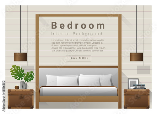 Modern bedroom background Interior design , vector , illustration