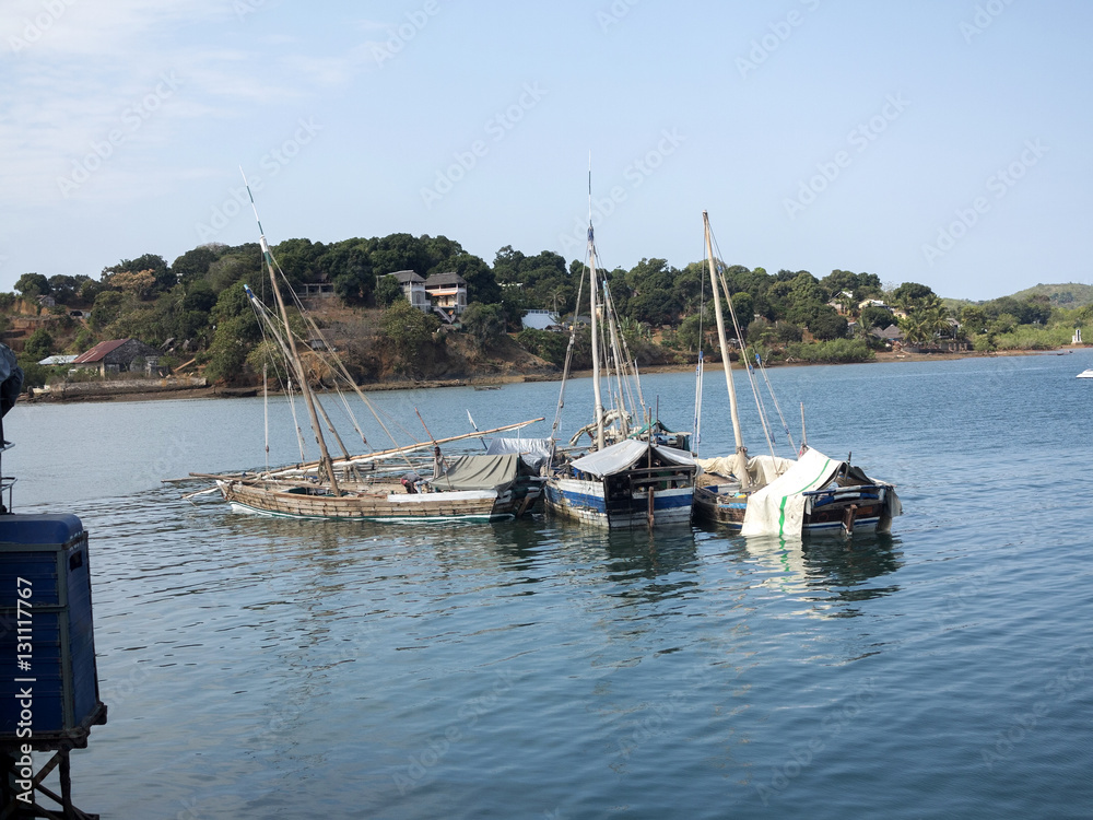 Obraz premium ANKIFY, MADAGASCAR, NOVEMBER 3.2016, Ships in the port of Ankify, Ankify, Madagascar, November 3. 2016,