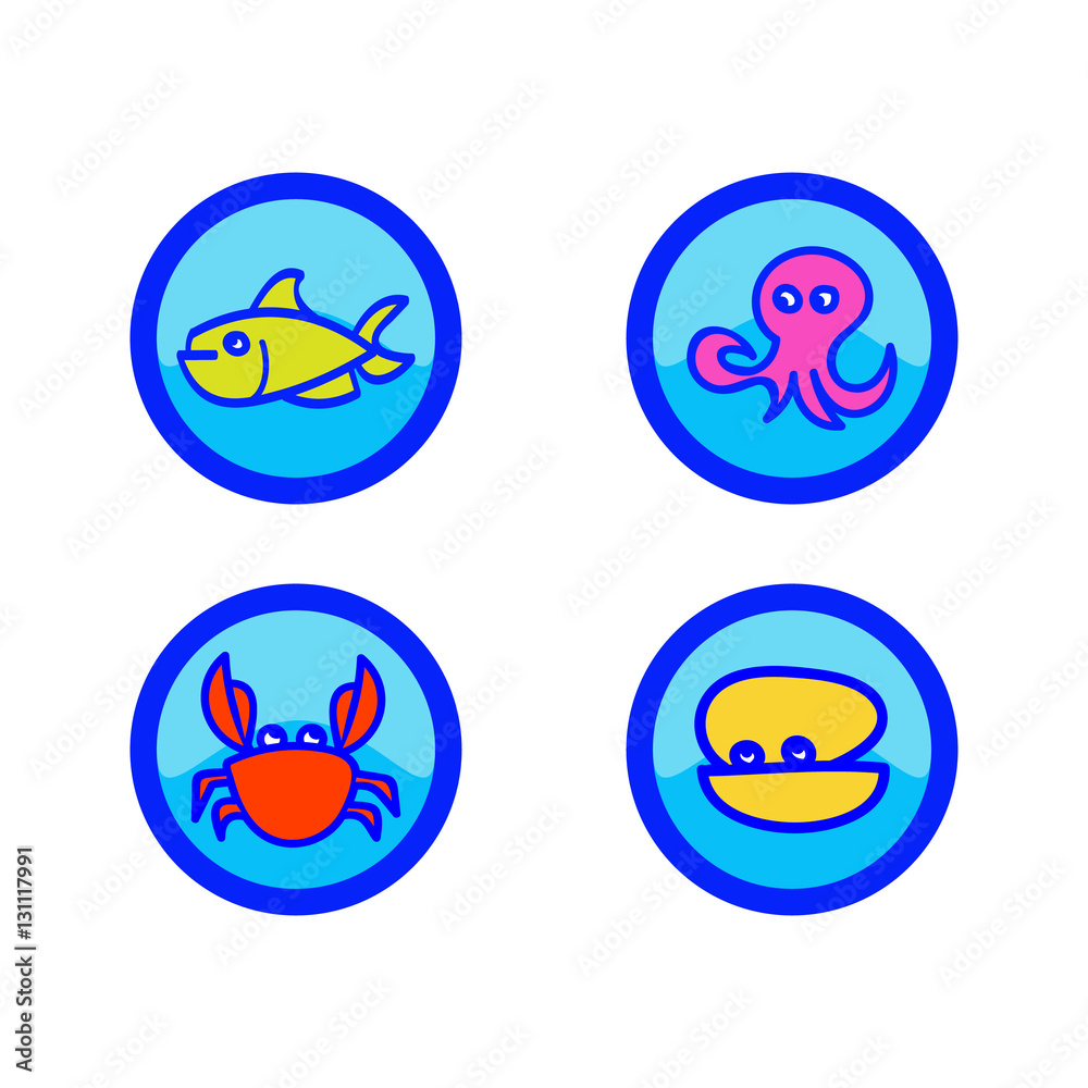 Set of icons about seafood Set of icons about seafood