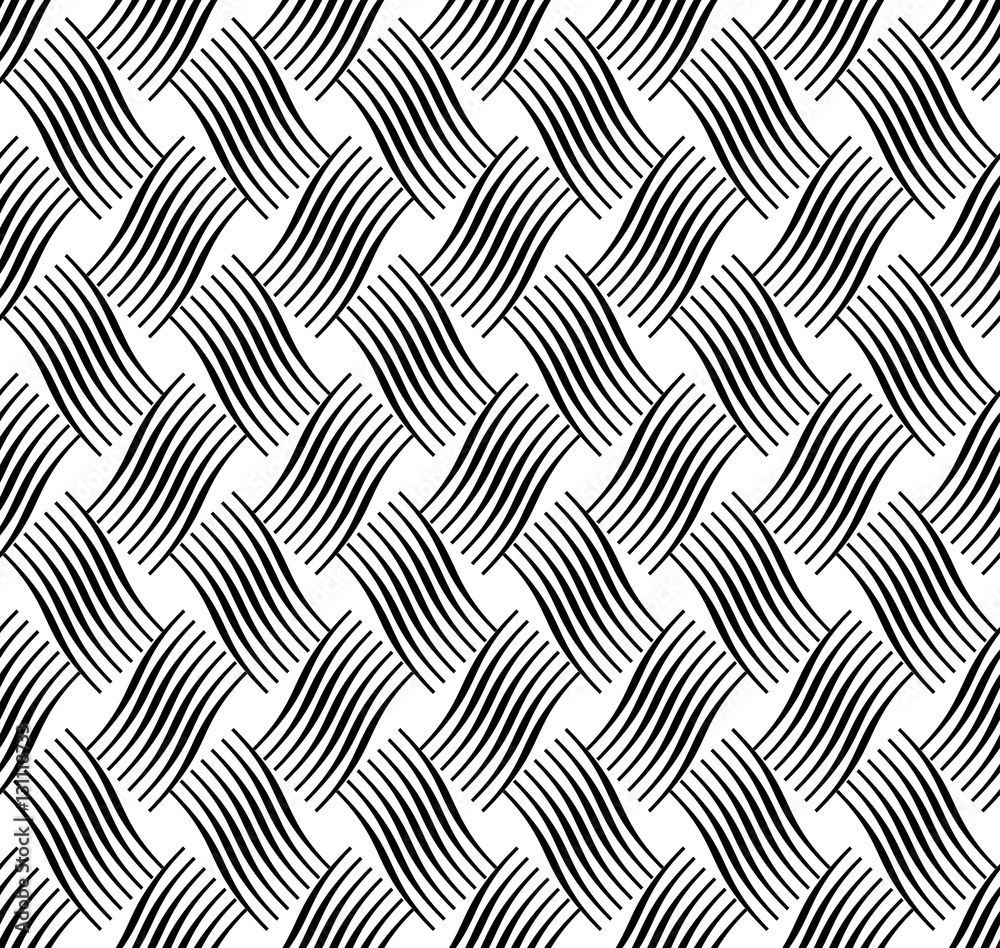 Vector seamless pattern. Modern stylish texture. Monochrome geometrical pattern. Repeating a pattern of intersecting curved lines.
