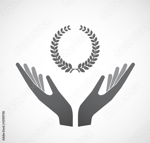 Isolated hands offering  a laurel crown sign