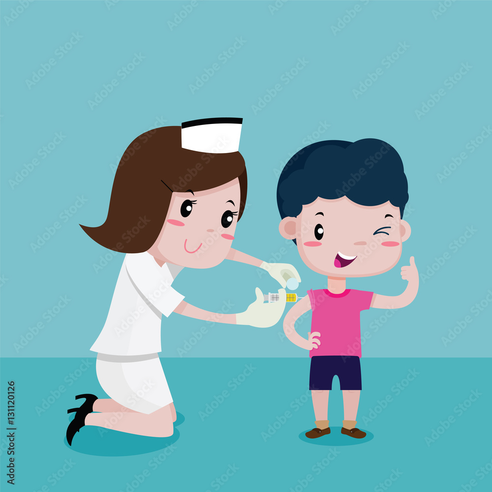 Boy Happy While the nurses was injecting, Vector cartoon
