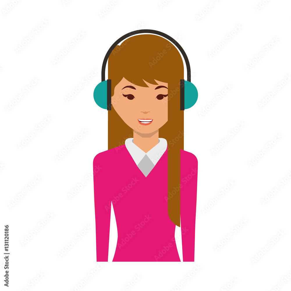 young woman with headset character vector illustration design young woman with headset character vector illustration design