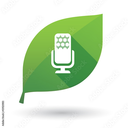 Isolated green leaf with  a microphone sign