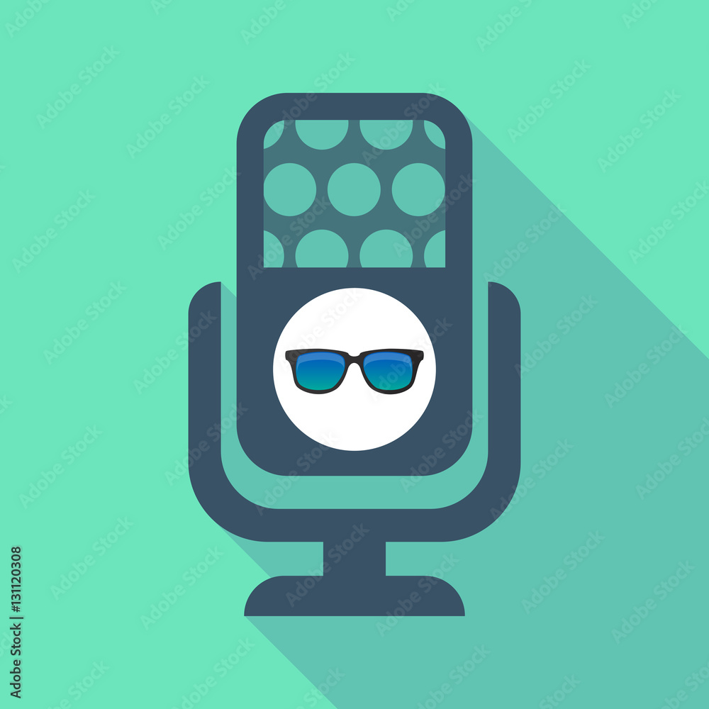 Long shadow microphone with a sunglasses icon Long shadow microphone with a sunglasses icon