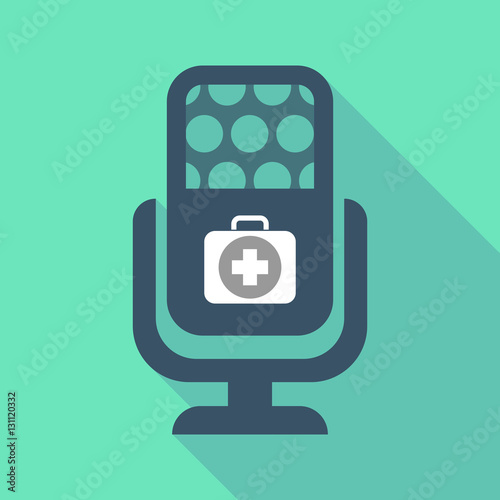 Long shadow microphone  with  a first aid kit icon
