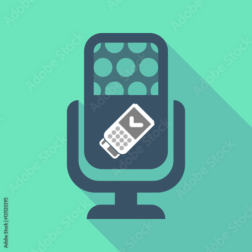 Long shadow microphone  with  a dataphone icon