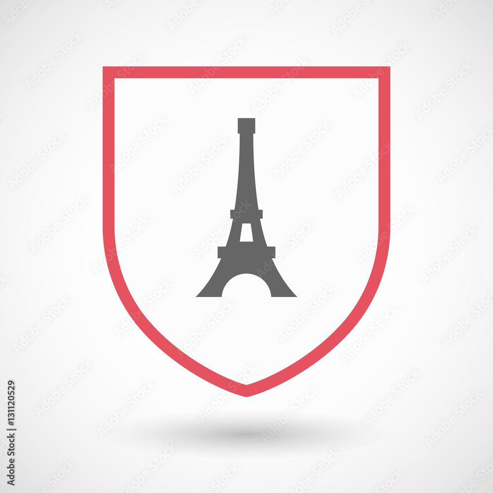 Isolated shield with the Eiffel tower Isolated shield with the Eiffel tower